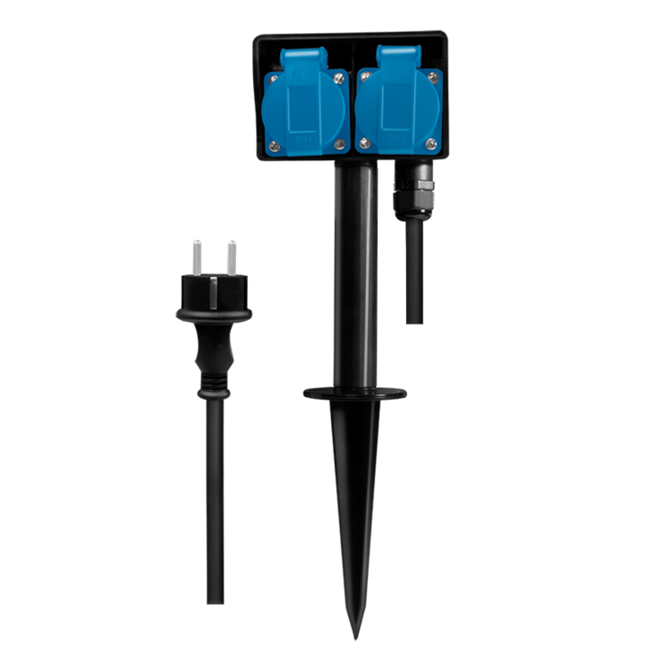 LogiLink LPS214 kültéri/kerti hosszabbító, 2 aljzat, IP44, H07RN-F 3G 1,5 mm², vezeték 2 m, fekete/kék