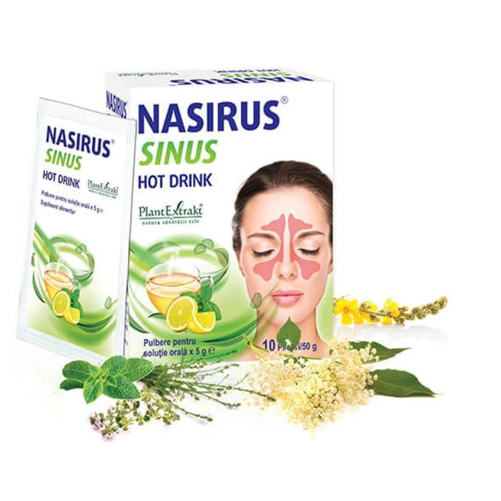 Supliment alimentar Nasirus Sinus Hot drink Plant Extrakt, 10 plicuri