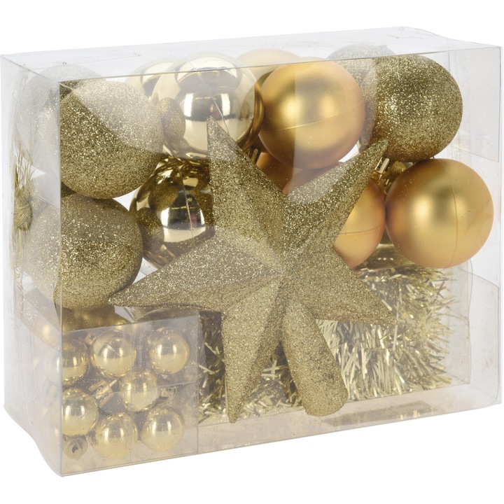 Set 54 ornamente de brad, auriu