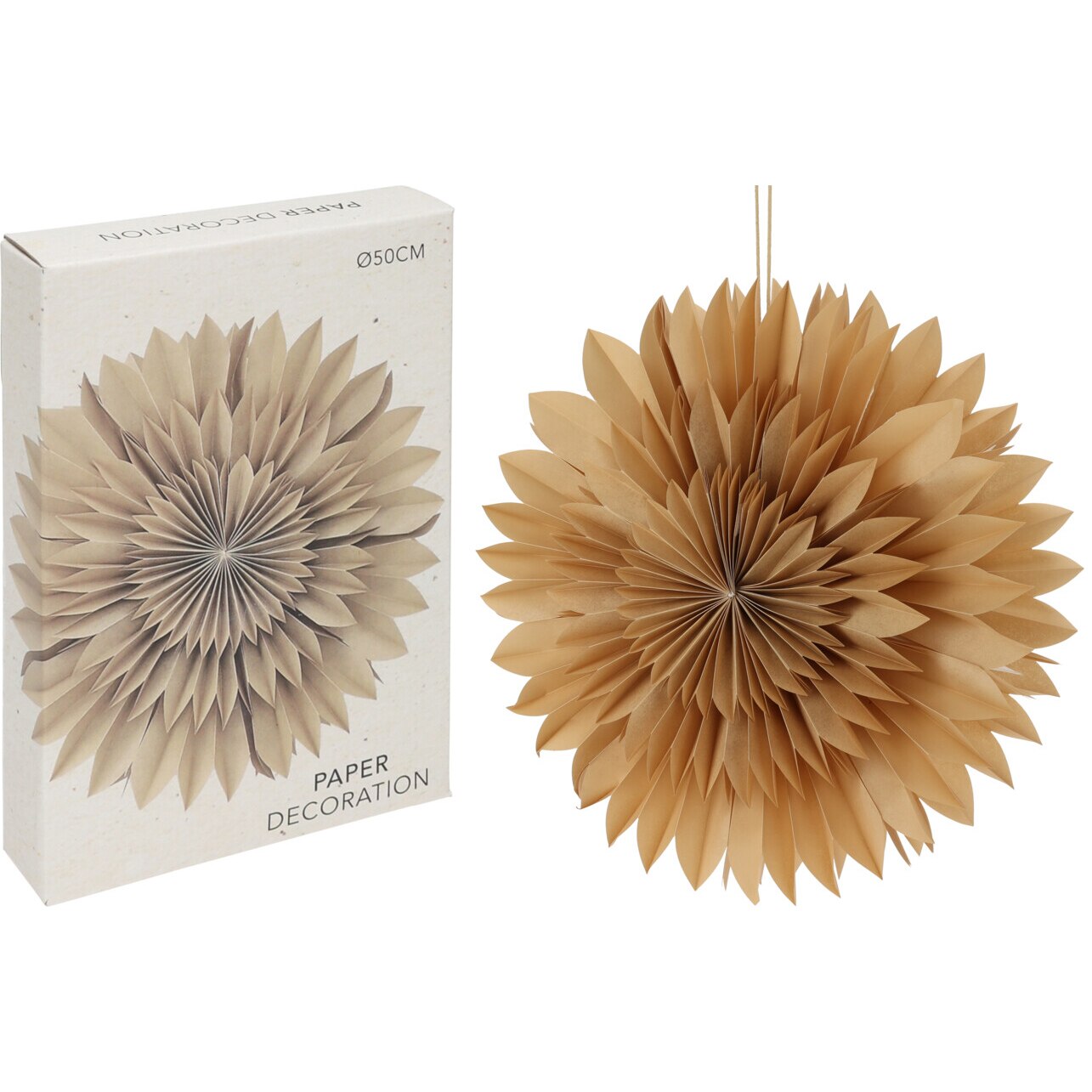 Stea decorativa hartie, 50x50x16 cm, auriu