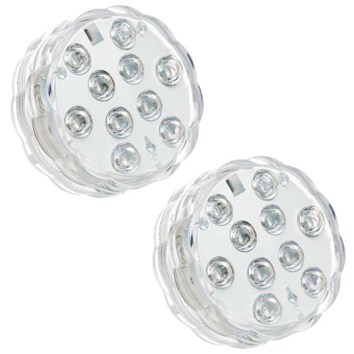 Set 2 x Lampa LED rezistenta la apa, RGB, pentru, cada, acvariu, pahar, jacuzzi, piscina, cu telecomanda, 7 x 2.7 cm