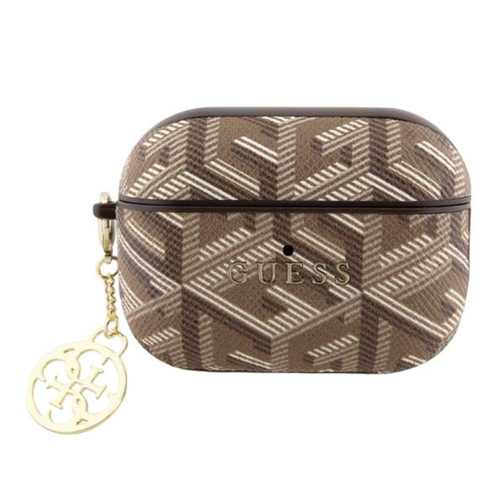 Carcasa Guess GUAP2PGCE4CW G Cube Charm compatibila cu Apple AirPods Pro 2 Maro