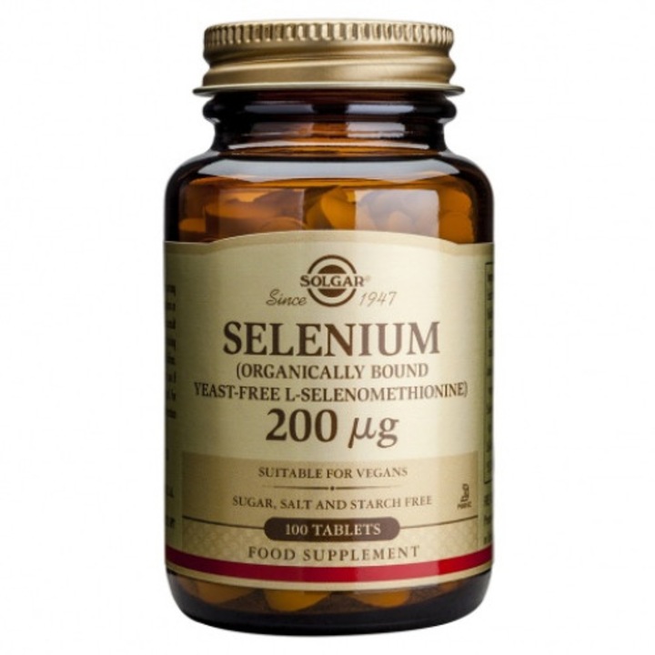 Seleniu, Solgar, 200μg, 100 comprimate