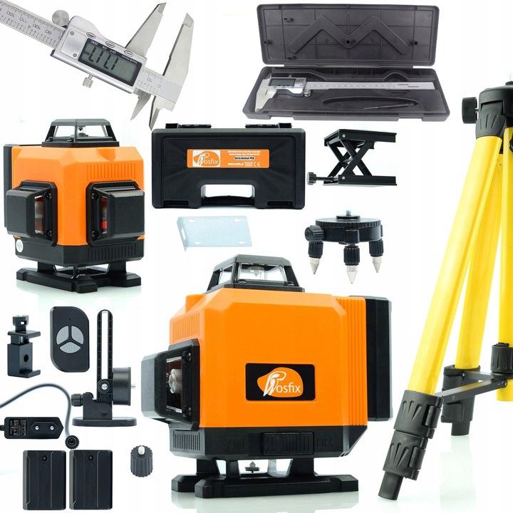 Set Nivela laser cu trepied si etrier, Rosfix Orange Tiger, 16 linii, 43-120 cm, Multicolor