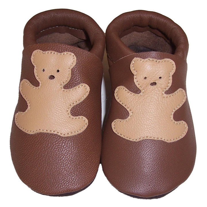 Babacipő Menü Babacipő 11001-1-67 10-184, Medvével, Természetes bőr, Barna, 12,5 cm, Kézi gyártás Belgiumban