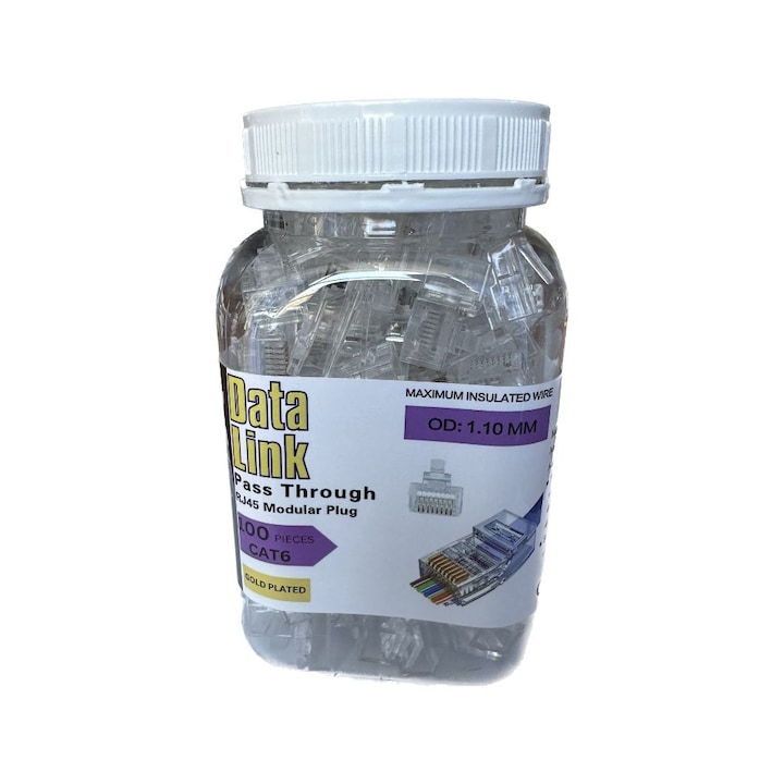 Pachet 1+1 Conectori Pass Through RJ45 UTP Cat6/5e, Mansoane Transparente( 100+100 buc)