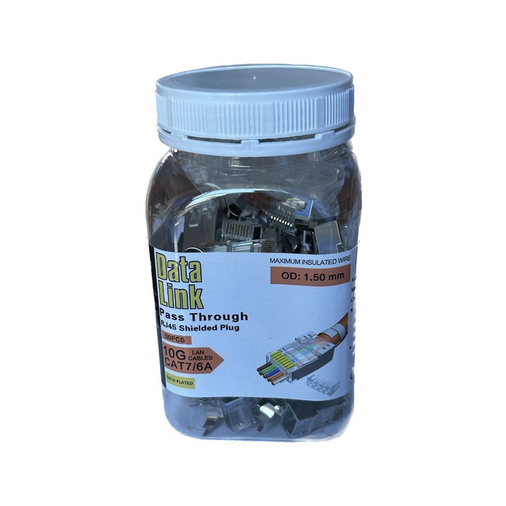 Pachet 1+1 Conectori Pass Through RJ45 Cat7/6A, Mansoane Transparente( 50+50 buc)