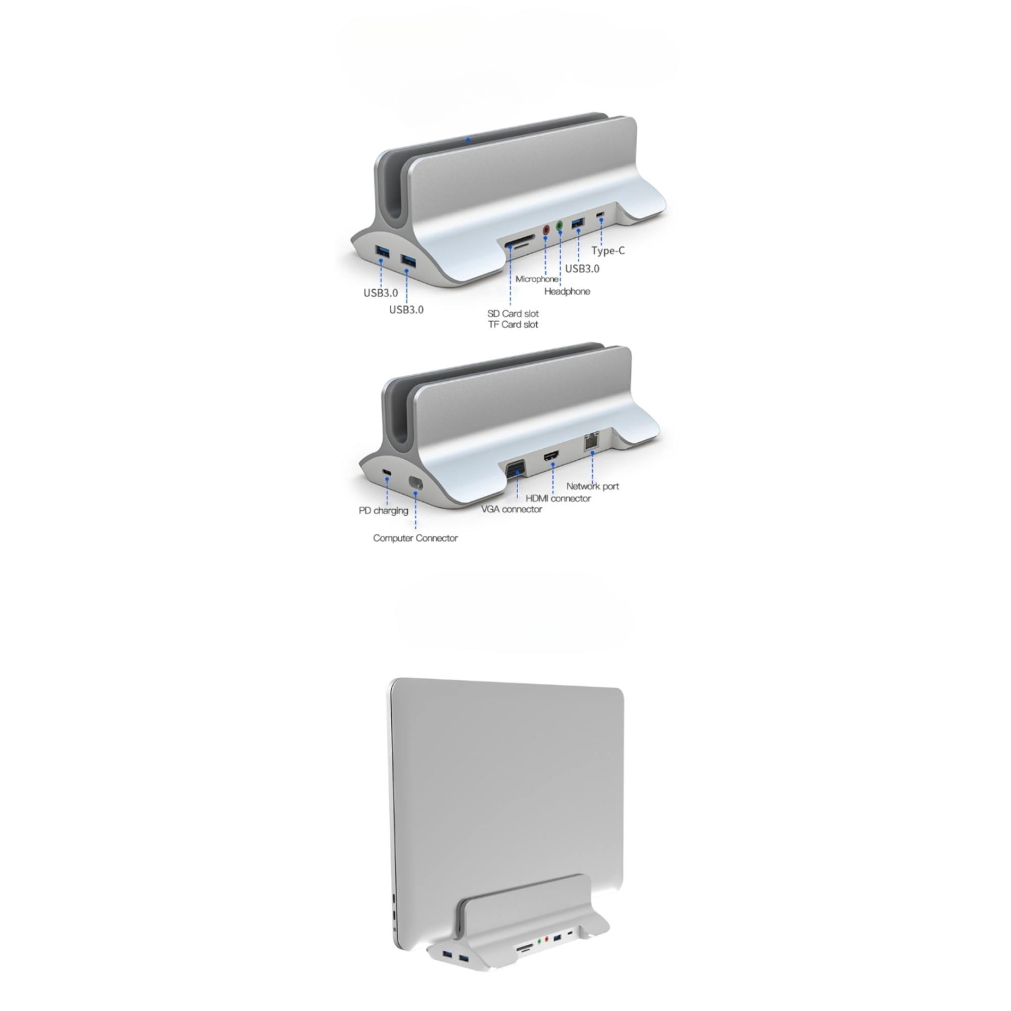 Докинг станция Dock 12 в 1 USB 3.0 Type C, PD бързо зареждане, HDMI ...