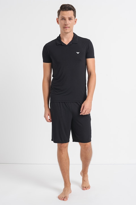 Emporio Armani Underwear, Modáltartalmú rövid pizsama, Fekete