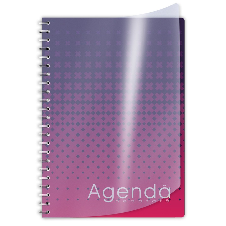 Agenda A4 nedatata spirala, 208 pagini, interior cu puncte, coperta carton si supracoperta Priplak