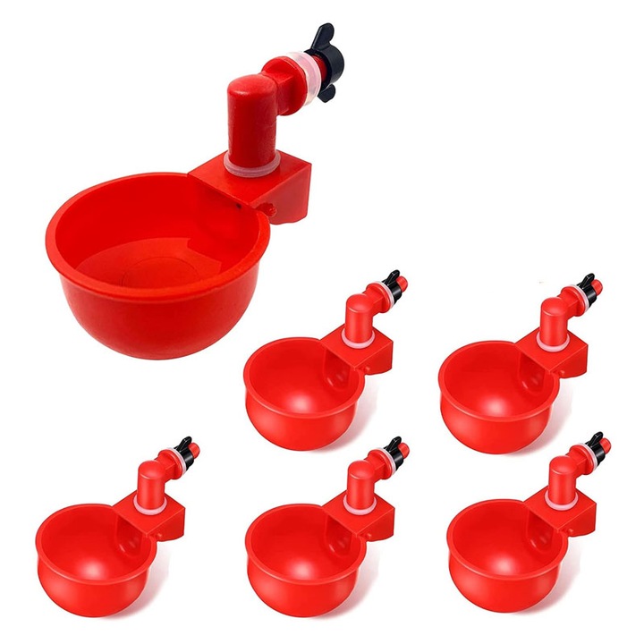 Set 6 adapatori pasari, Sunmostar, Plastic/Otel inoxidabil, Automat, Rosu