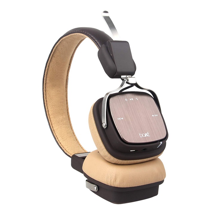 Casti Audio On Ear boAt Rockerz 600, Bluetooth 5.0, Autonomie 20 ore, Pliabile, Microfon, Maro