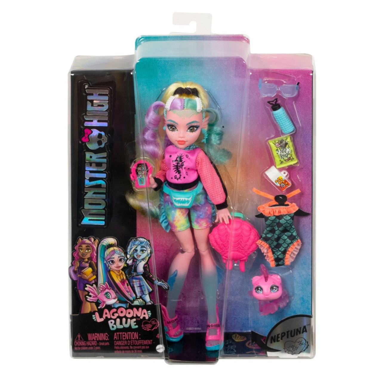 Кукла Monster High, Lagoona Blue с животно и аксесоари, 30 см