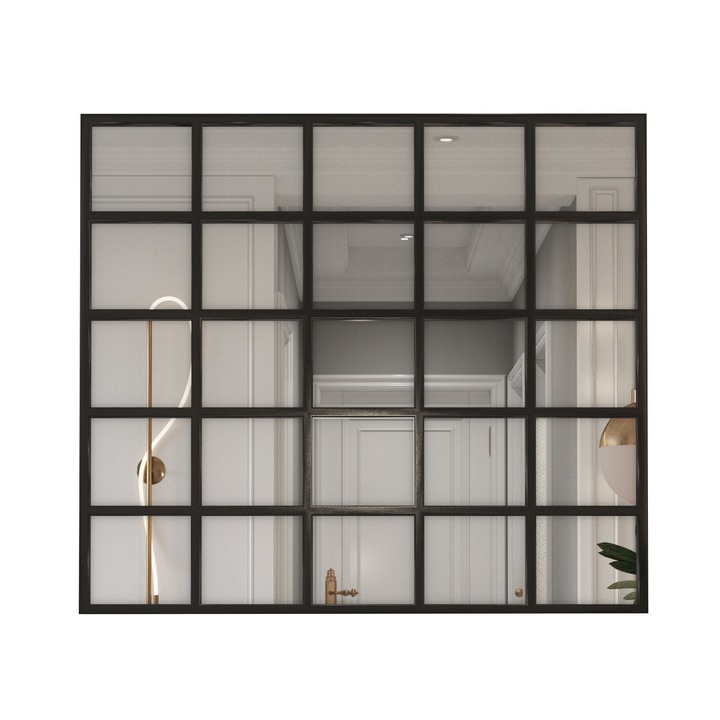 Mérleg fali tükör, Marsah Home, 75x85 cm, fekete fém keret