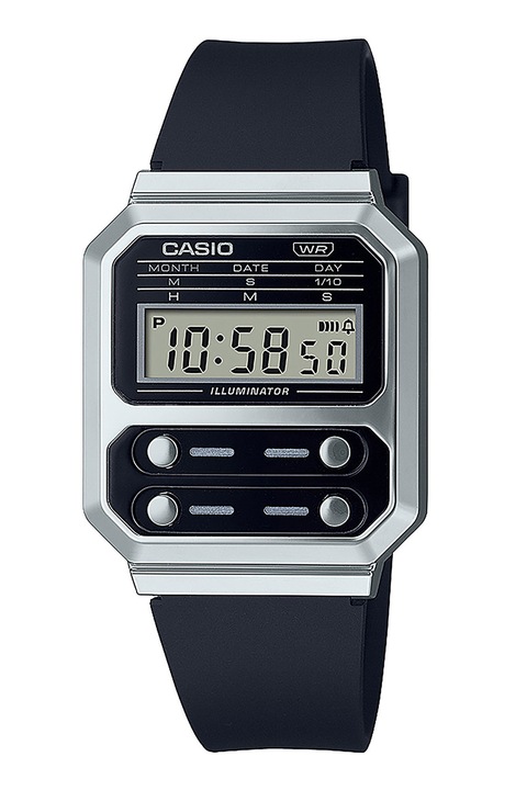 Casio, Унисекс електронен часовник, Сребрист, Черен