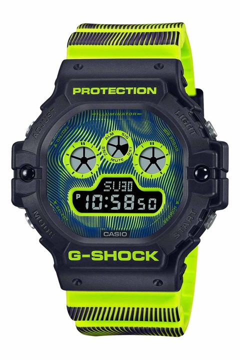 Casio, Електронен часовник G-Shock, Черен, Лайм