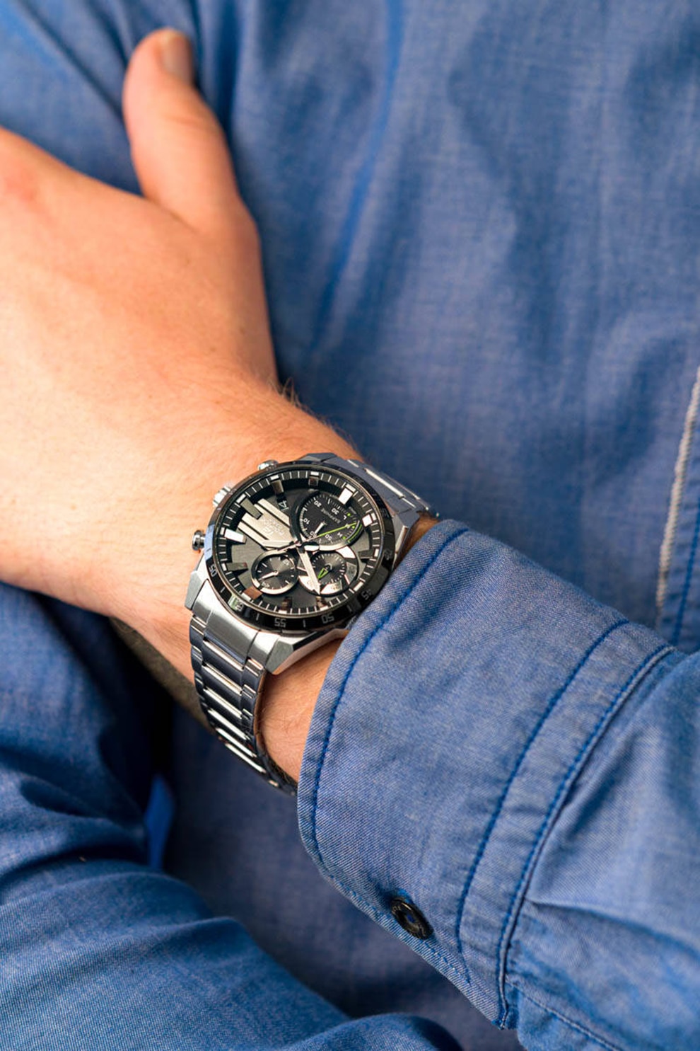 Casio, Часовник от неръждаема стомана с хронограф, Сребрист - eMAG.bg