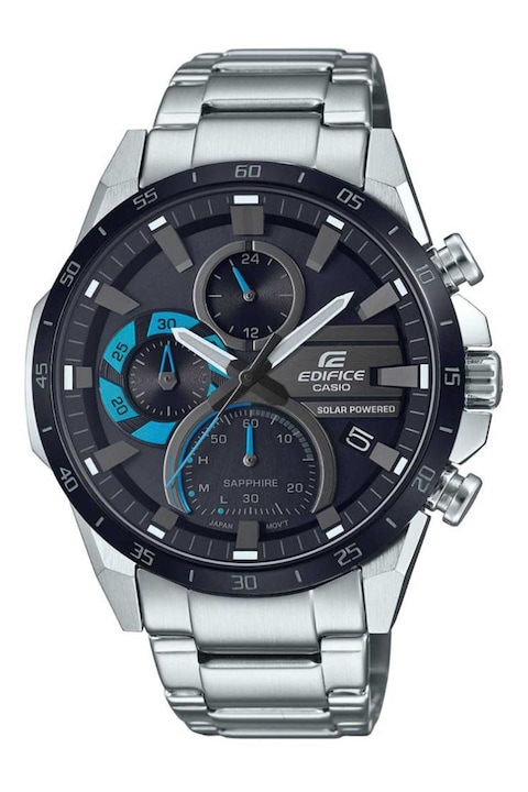 Casio, Часовник от неръждаема стомана с хронограф, Сребрист
