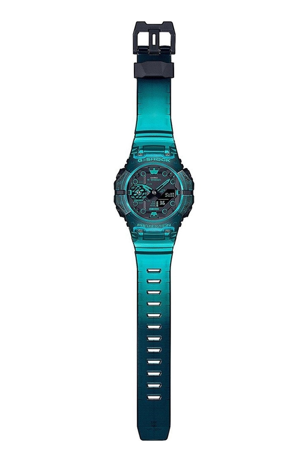 Casio, Часовник G-Shock с пластмасова каишка, Черен, Аквамарин - eMAG.bg