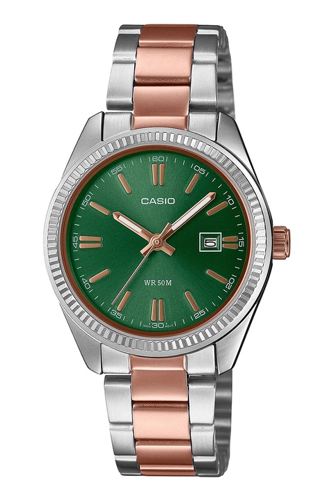 Casio, Двуцветен овален часовник, Rose Gold, Сребрист