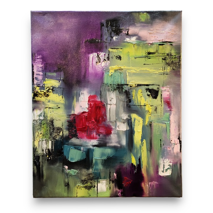 Tablou abstract, pictat manual, Colectia Private Katy B, panza pe sasiu, culori ulei, 50 x 40 cm