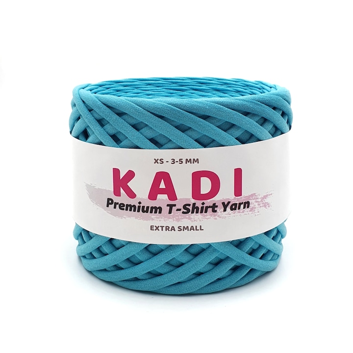Banda textila pentru crosetat, KaDi Premium Extra Small, 3-5 mm, 110 m, culoare Azuriu