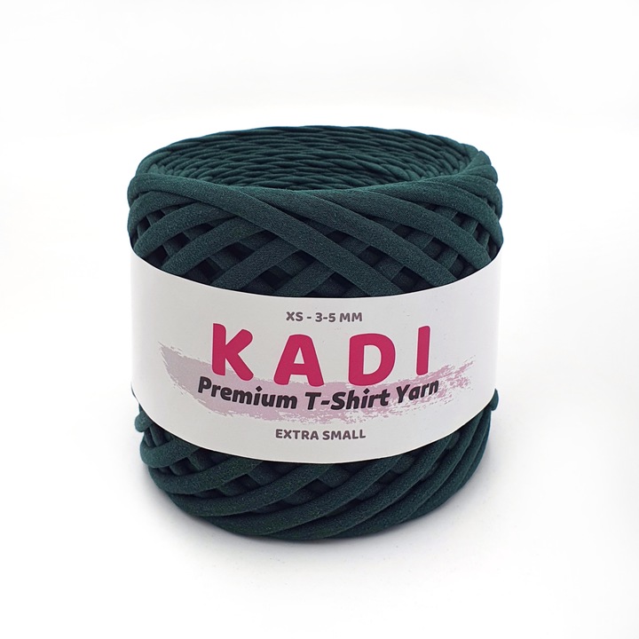 Banda textila pentru crosetat, KaDi Premium Extra Small, 3-5 mm, 110 m, culoare Verde Ultramarin