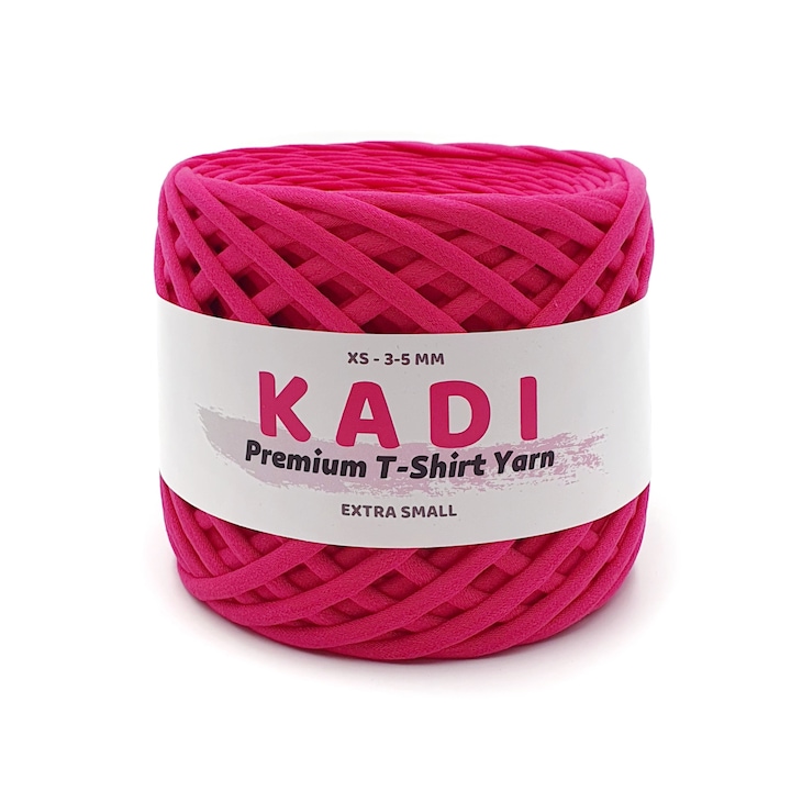 Banda textila pentru crosetat, KaDi Premium Extra Small, 3-5 mm, 110 m, culoare Fucsia
