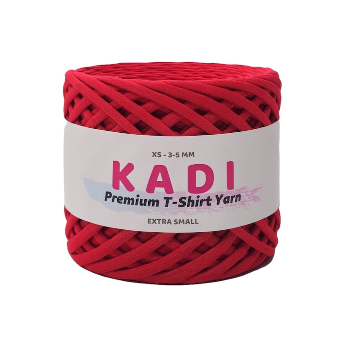 Banda textila pentru crosetat, KaDi Premium Extra Small, 3-5 mm, 110 m, culoare Rosu