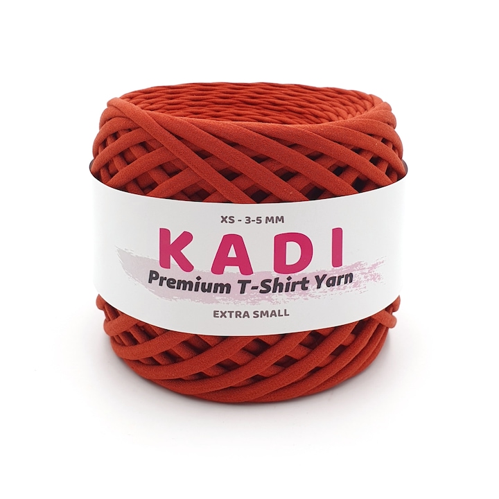 Banda textila pentru crosetat, KaDi Premium Extra Small, 3-5 mm, 110 m, culoare Caramiziu