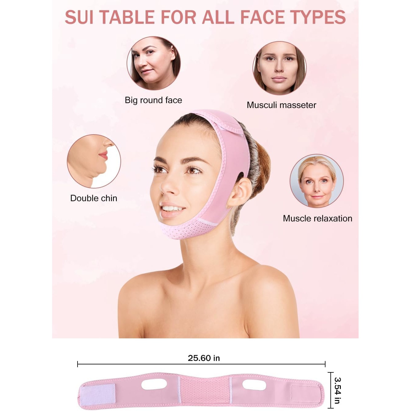 Masca Roz Masca modelatoare faciala, V-shape, Cafuneplus®, reglabila, Roz - eMAG.ro