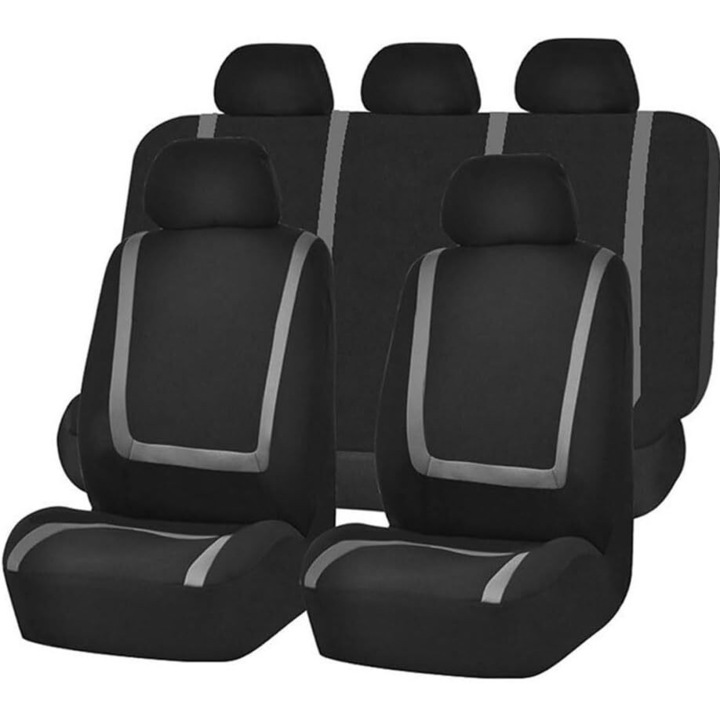 Autó ülés huzat, univerzális, 8 darabos huzatkészlet, védi az üléseket, könnyű tisztítás, puha és kényelmes, stílusos és modern - CARFIT szürke