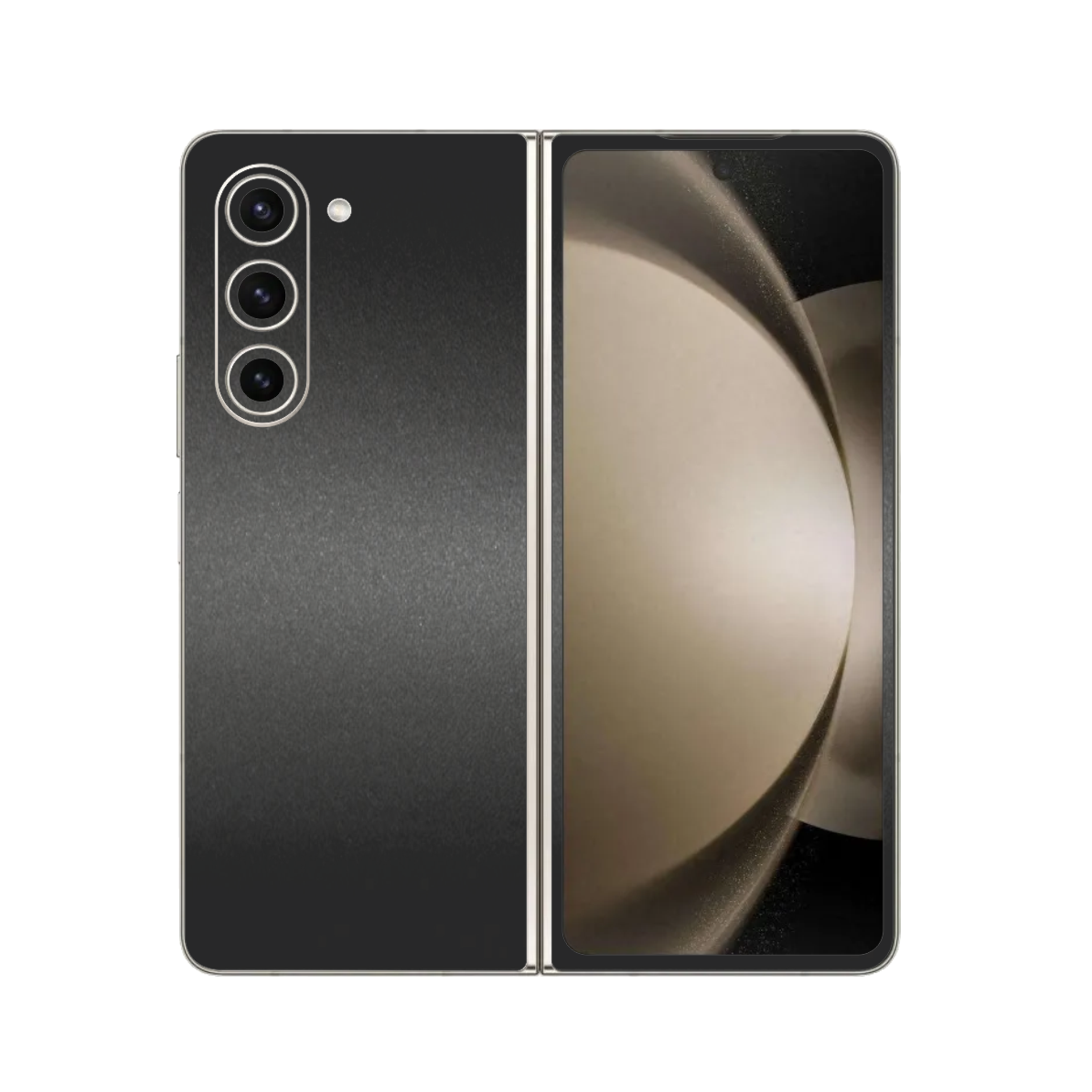 Folie iSkinz pentru Samsung Galaxy Z Fold 5 - Negru Mat, Split Cut, Skin Adeziv Full Body Cover, Protectie Carcasa Spate si Laterale