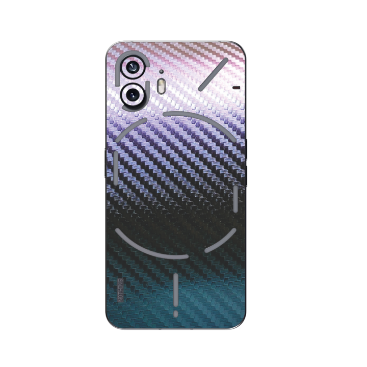 Folie iSkinz pentru Nothing Phone 2 - Carbon Cameleon, 360 Cut, Skin Adeziv Full Body Cover, Protectie Carcasa Spate si Laterale