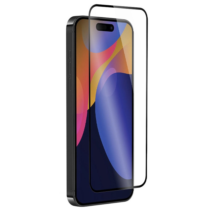 5D стъклен филм, съвместим с Apple iPhone 15 Pro Max, Asahi Secure Glass, пълна защита, пълно лепило, Premium Protection Tech, черен