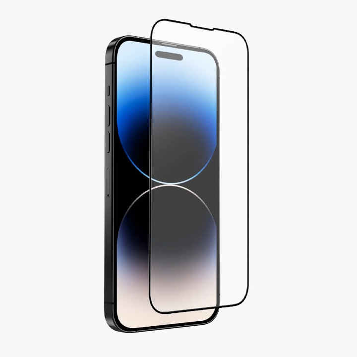 Apple iPhone 15 Pro készülékkel kompatibilis matt 5D üvegfólia, Asahi Secure Glass, Full Protection, Full Glue, Premium Protection Tech, fekete
