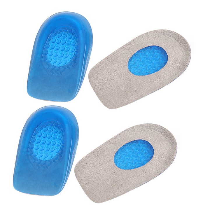 Set 4 suporturi ortopedice, Pentru calcaie, Silicon, Albastru/Gri, 35-39EU