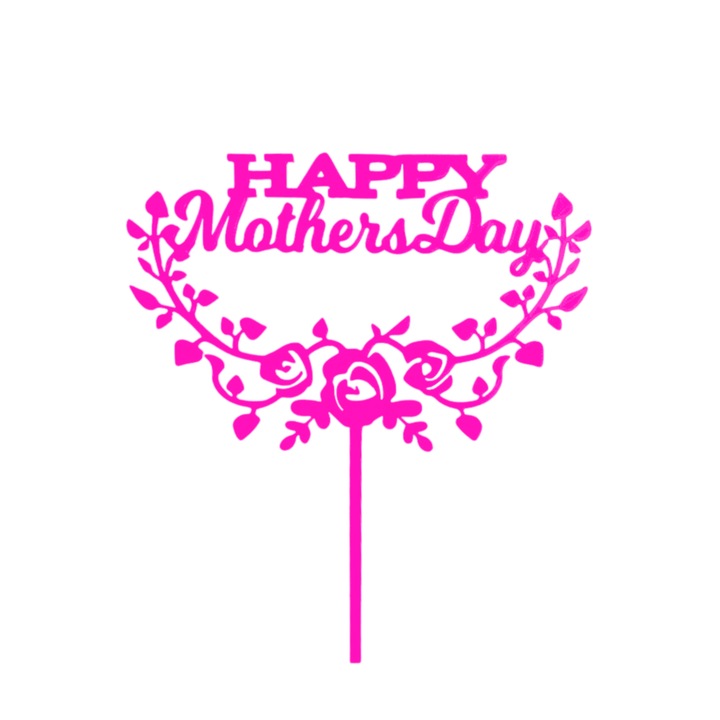 Декорация за торта, "HAPPY MOTHERS DAY" topper mom's special day, mother's day 16.3 x 14.5 cm светло лилаво