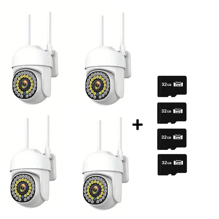 4 db Jortan térfigyelő kamera készlet, JT-8161QJ, színes, Smart & Wifi plusz 4 SD 32 GB