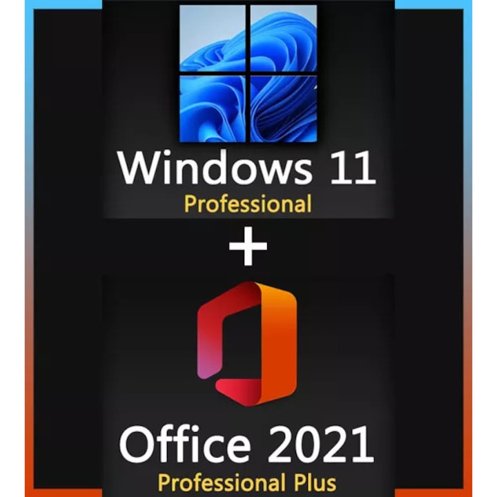Pachet Microsoft Windows 11 Pro impreuna cu Licenta Office Pro Plus 2021 Medialess