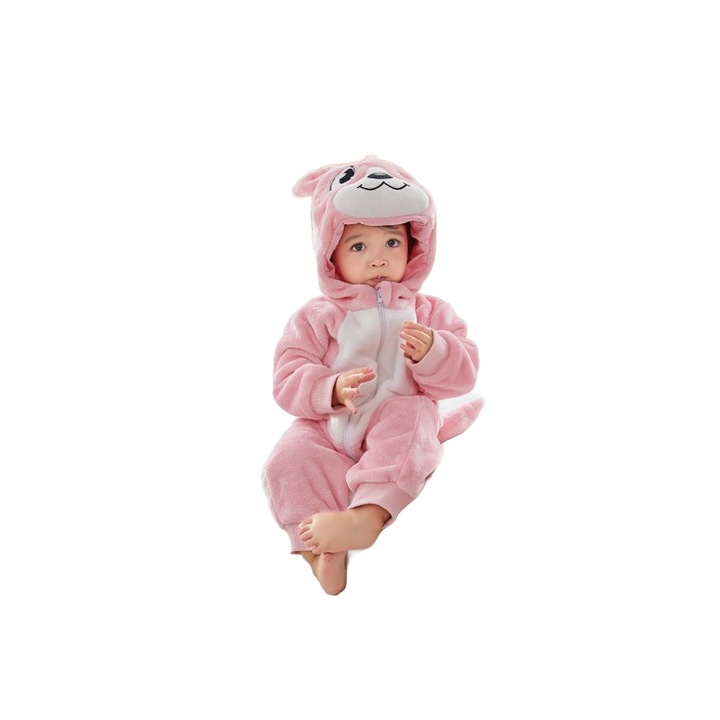 Kigurumi pizsama babáknak puha és bolyhos anyagból 70cm, Pink-White