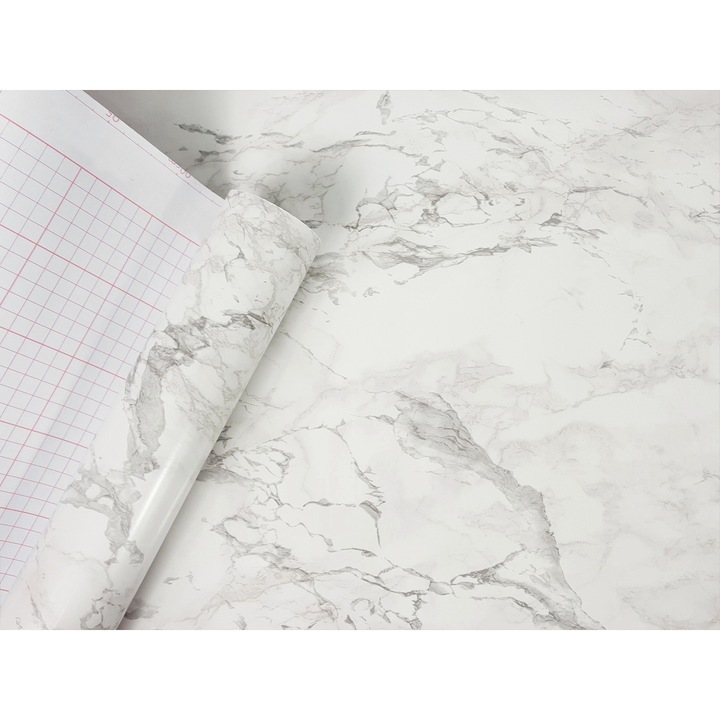 Autocolant pentru mobila, taiate la dimensiune, 45 x 25 cm, DecoMeister®, Model Marmura Gri Mat, P004-045-0025