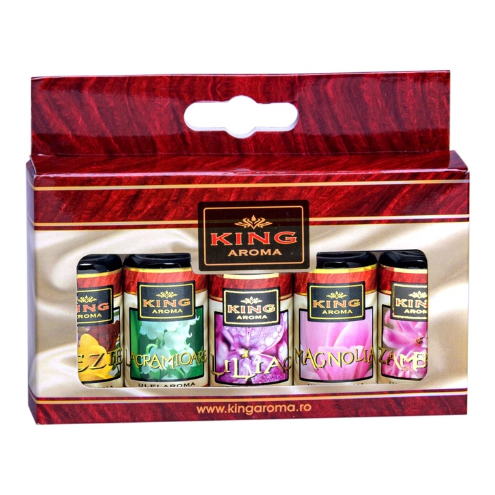 Опаковка от 5 пролетни ароматни масла за ароматерапия, Kingaroma, 10 мл