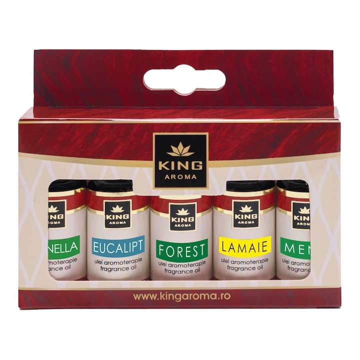 Pachet 5 uleiuri parfumate aromaterapie KING Aroma FRESH, 10 ml
