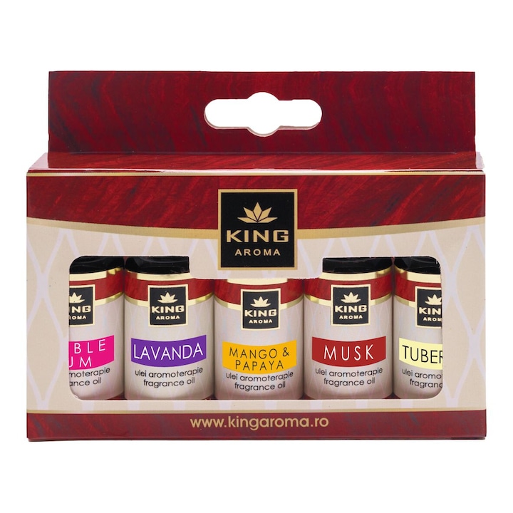 Pachet 5 uleiuri parfumate aromaterapie KING Aroma HAPPY, 10 ml