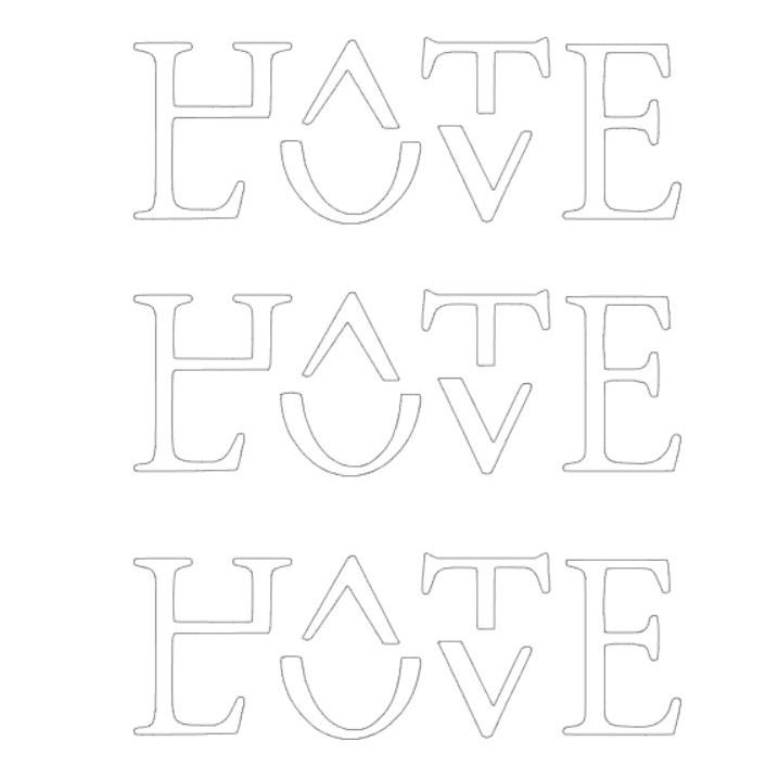 Set 3 stickere Hate Love, alb, 25cm - eMAG.ro