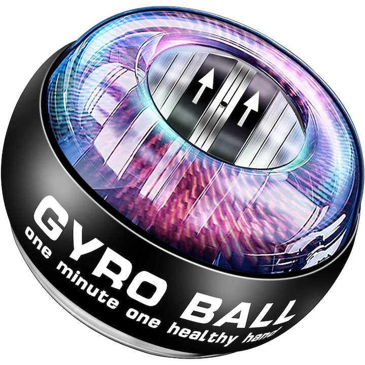 Powerball giroszkóp labda, Aisdelu®, kézerősítésre, LED világítás, automatikus indítás, fekete