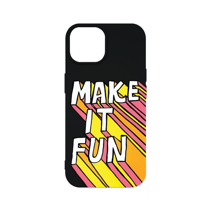 Husa BestCase® Premium Liquid Silicon, Compatibila Cu Apple iPhone 15, Make It Fun, SLIM 1.2MM, Microfibra in interior, Antisoc, Protectie Camera, Margini ridicate pentru protectia ecranului, PB 494