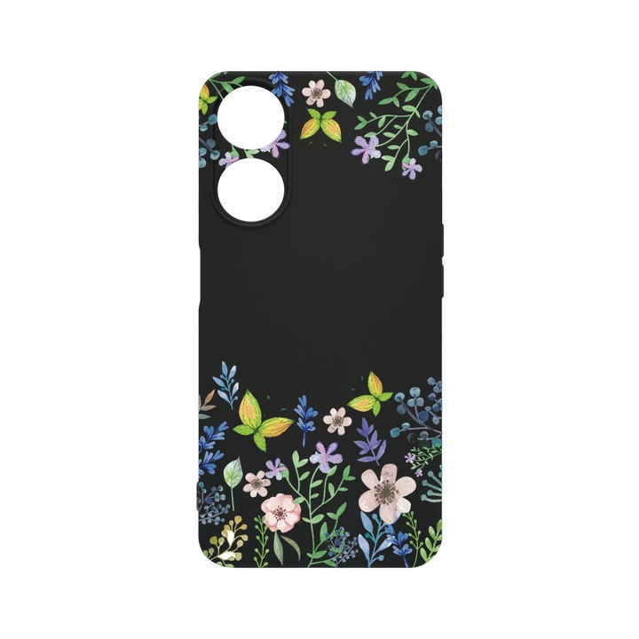 Силиконов калъф BestCase за OPPO A78 4G, Butterfly Flowers, SLIM 1.2MM, Microfiber interior, Premium Soft Liquid Silicone, PB 95