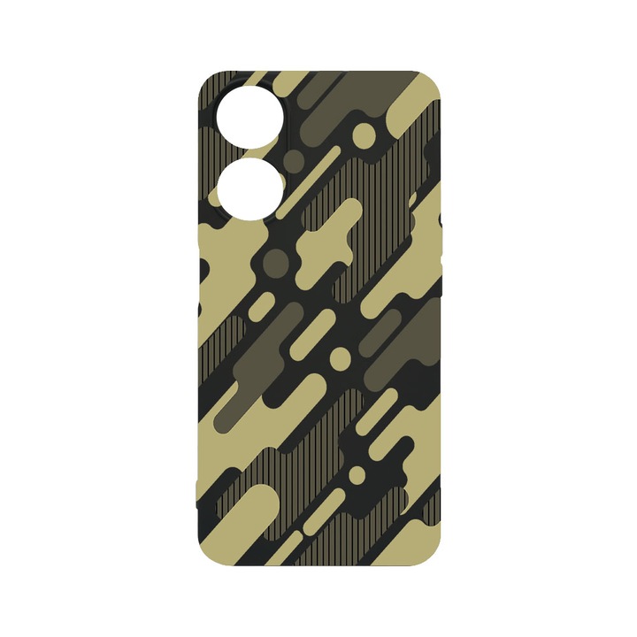 Husa BestCase® Premium Liquid Silicon, Compatibila Cu OPPO A78 4G, Green Camouflage, SLIM 1.2MM, Microfibra in interior, Antisoc, Protectie Camera, Margini ridicate pentru protectia ecranului, PB 811